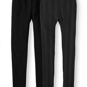 Time and Tru Women's Cable Knit Fleece Lined Leggings, Size, 2XL, 2 Pack